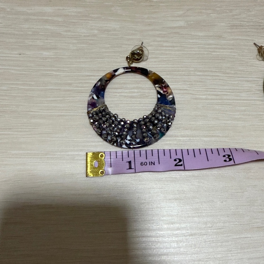 ✨ Multicolor Hoop Earrings with Silver Accents - Picture 3 of 6
